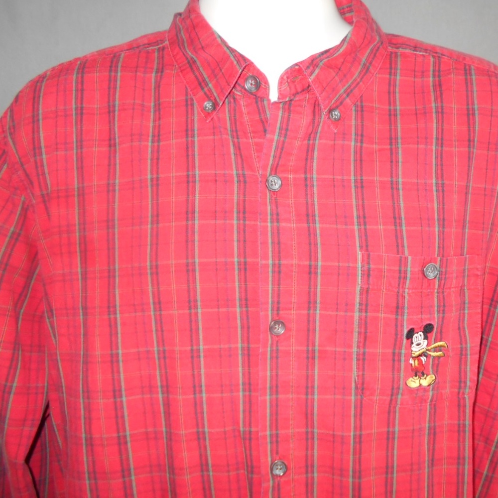 Disneystore Men's Long Sleeve Plaid Shirt XL